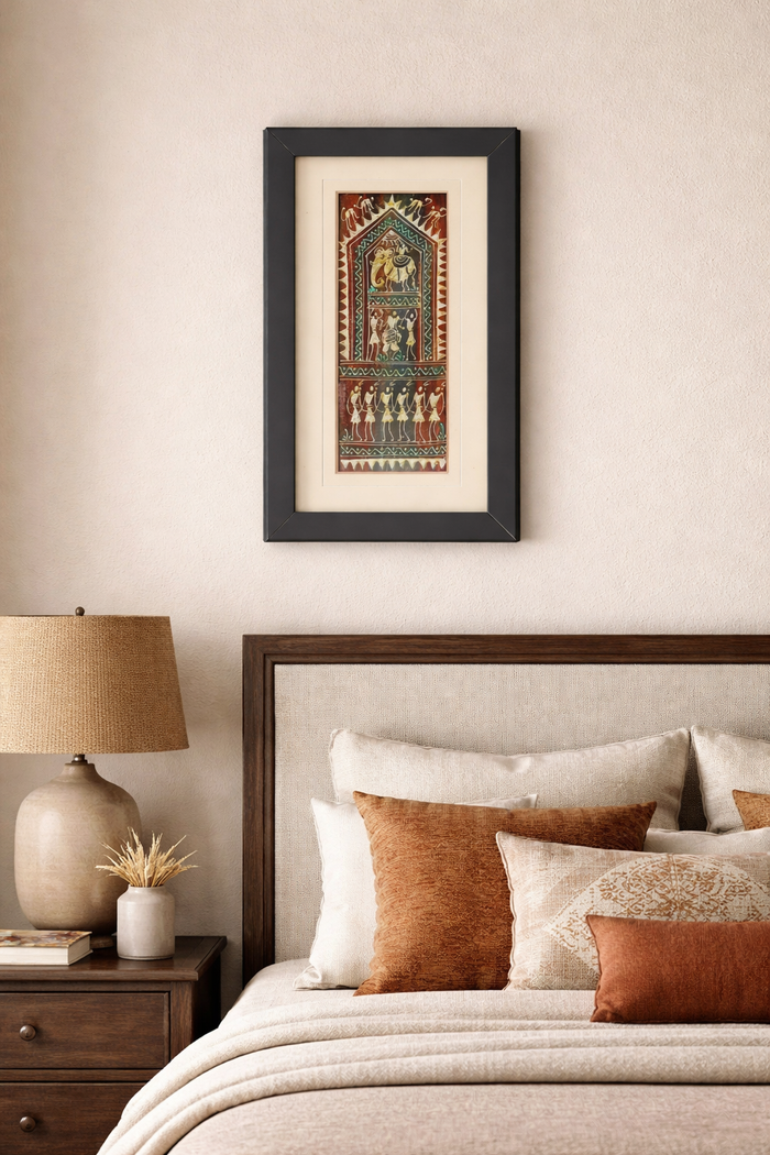 Handcrafted Tribal Art Framed Wall Décor | Authentic Folk Painting | Sustainable Home Accent