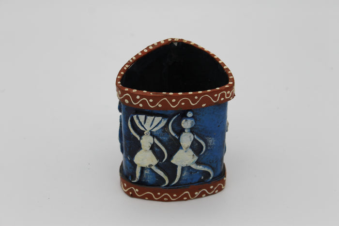 Handmade Recycled Paper Pen Stand with Tribal Art | Eco-Friendly Desk Organizer for Home & Office
