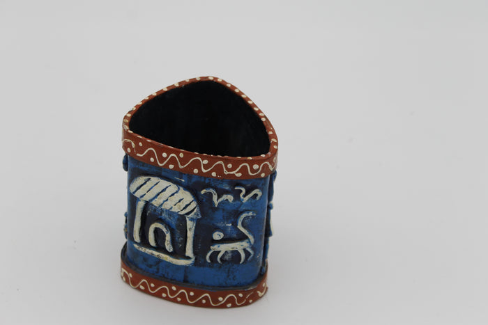 Handmade Recycled Paper Pen Stand with Tribal Art | Eco-Friendly Desk Organizer for Home & Office