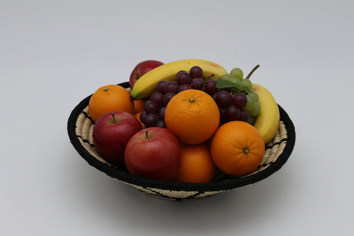 Handwoven sabai grass fruit basket with black rim| Eco-Friendly, Natural, Traditional Tableware |