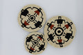 Harmony Arc handwoven set of 3 wall art( neutral , black and red)