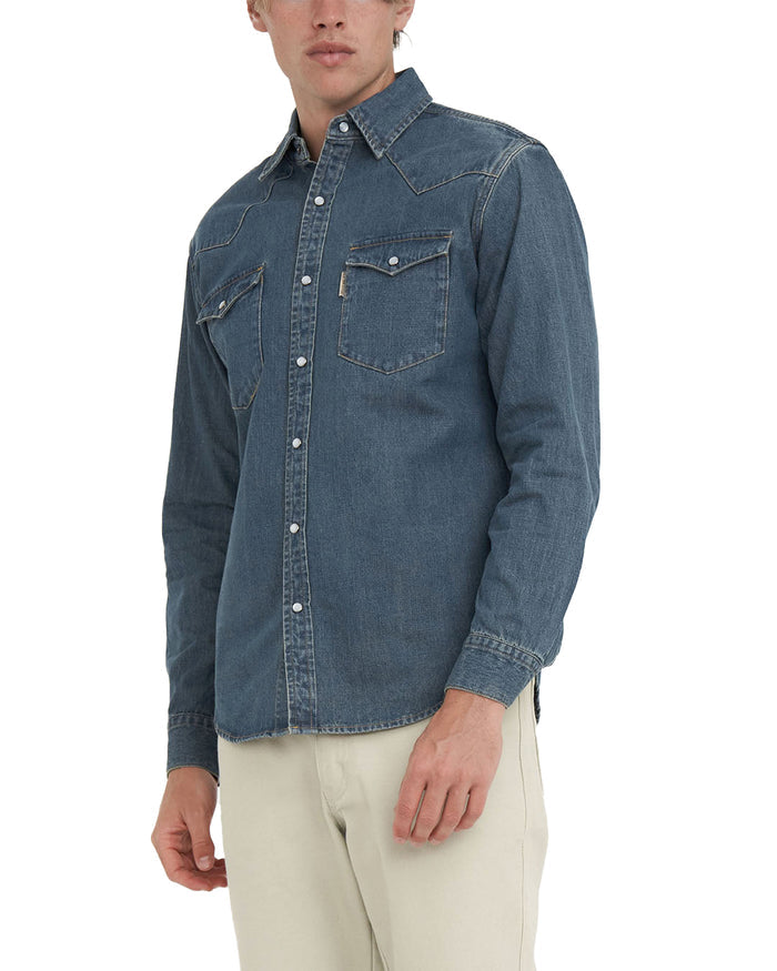 Harrier Denim Shirt - Bleach Wash, view 1|Model