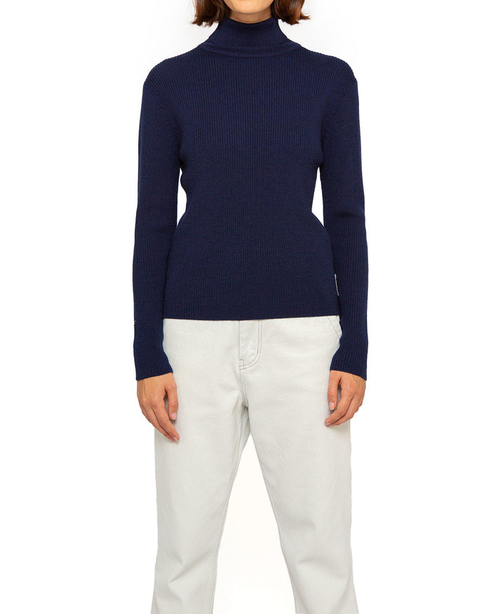 Karma Turtle Neck (Slim Fit) - Navy, view 1|Model