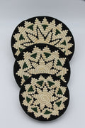 Midnight star handwoven set of 3 wall art( Green, black and beige)