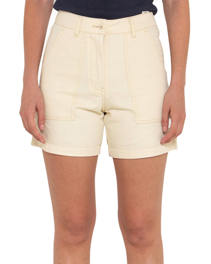 Mona Herringbone Short - Bone White, view 1|Model