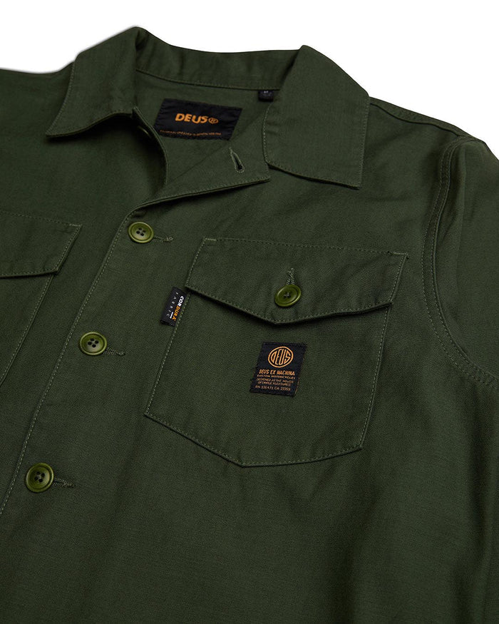 Monty Cordura Overshirt - Olive, view 7|Flatlay