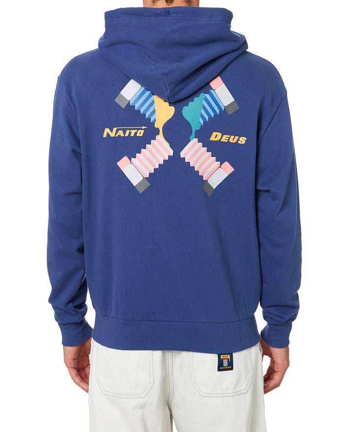 Naito Quadrant Hoodie (Box Fit) - Dusty Blue, view 2|Model