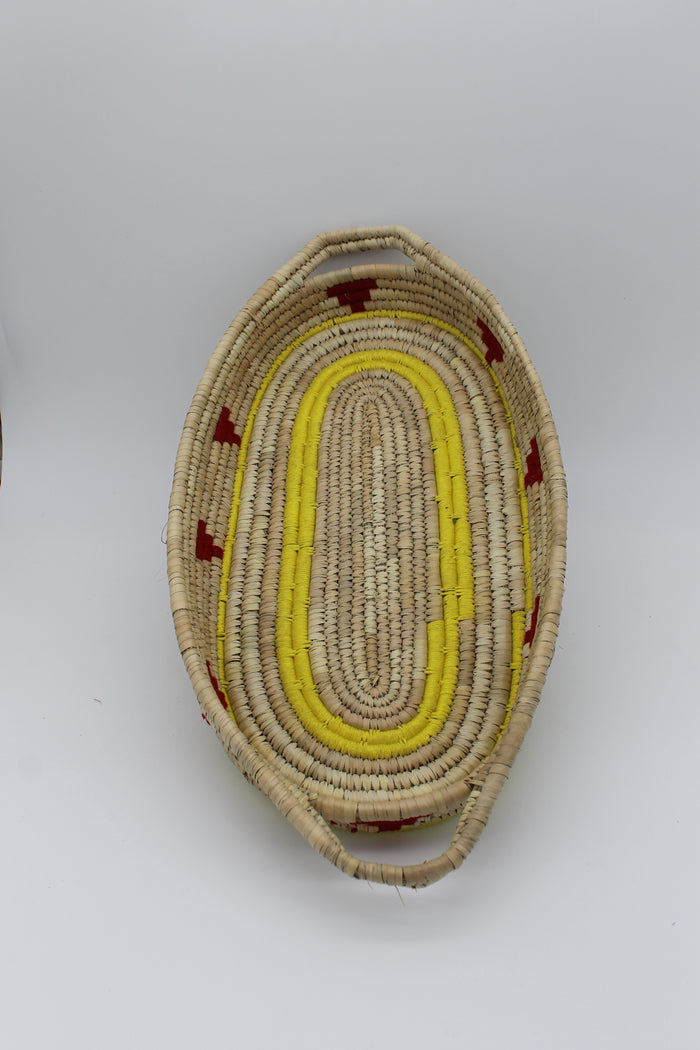 Natural – Sabai Grass organizer tray with yellow and red accent