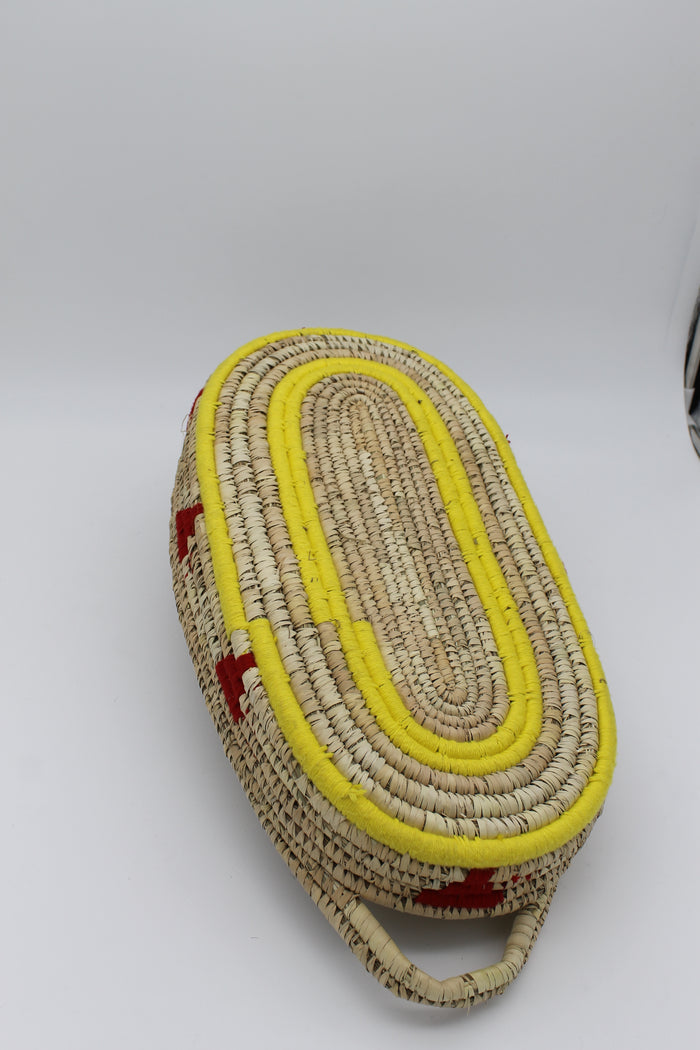 Natural – Sabai Grass organizer tray with yellow and red accent