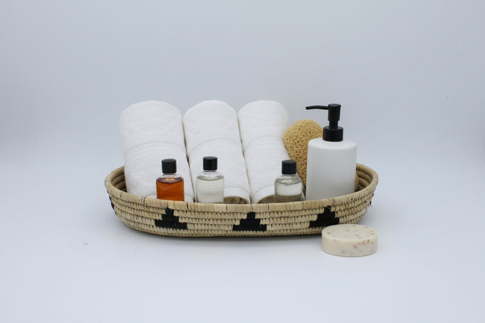 Natural Weave™ – Handwoven Sabai Grass Organizer Tray with Black Accent