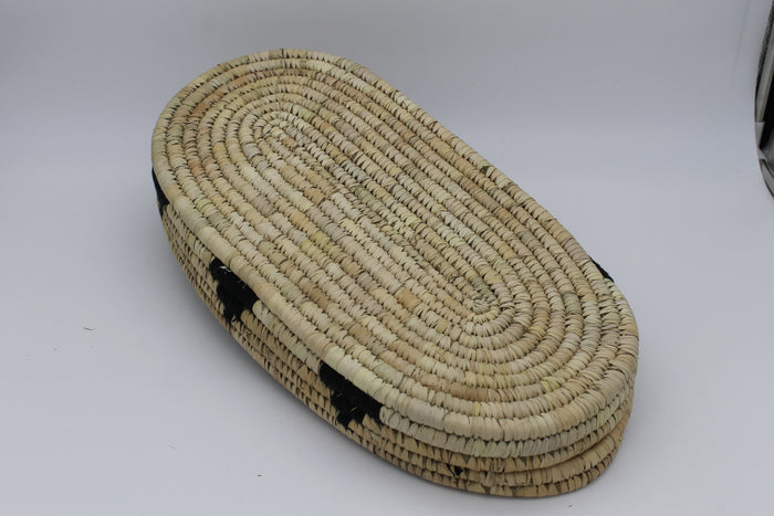 Natural Weave™ – Handwoven Sabai Grass Organizer Tray with Black Accent