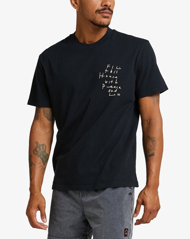 Old House Tee - Black, view 1|Model