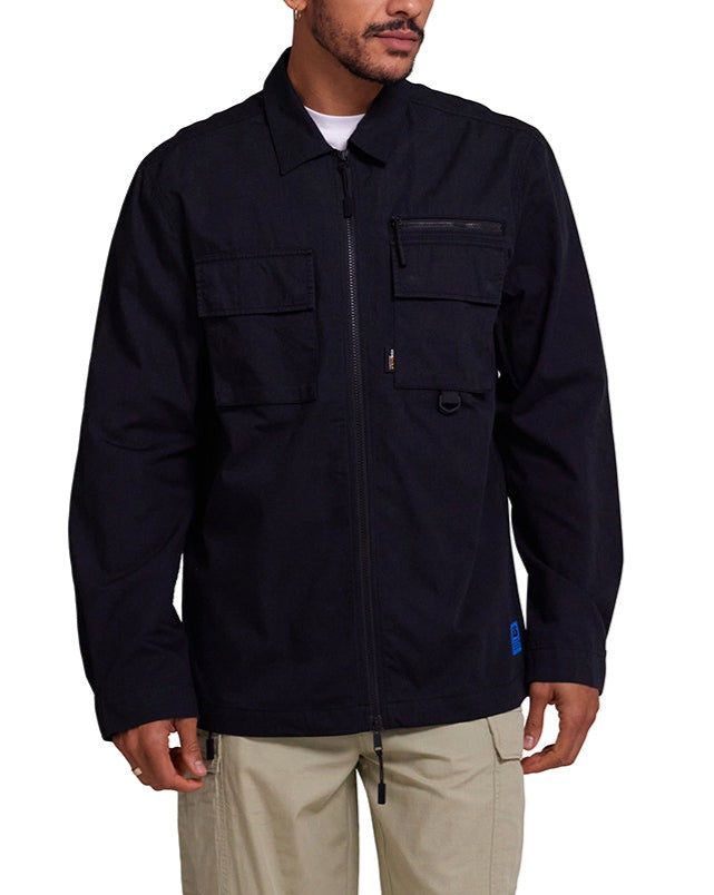 Onshore Zip Shirt - Black, view 1|Model