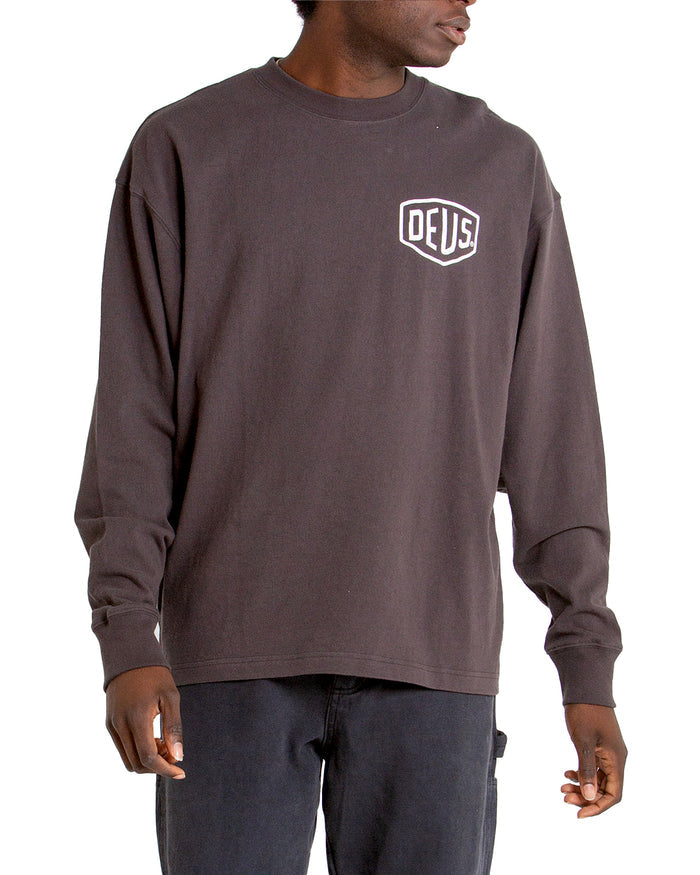 Oversized Venice Long Sleeve Tee - Anthracite, view 1|Model
