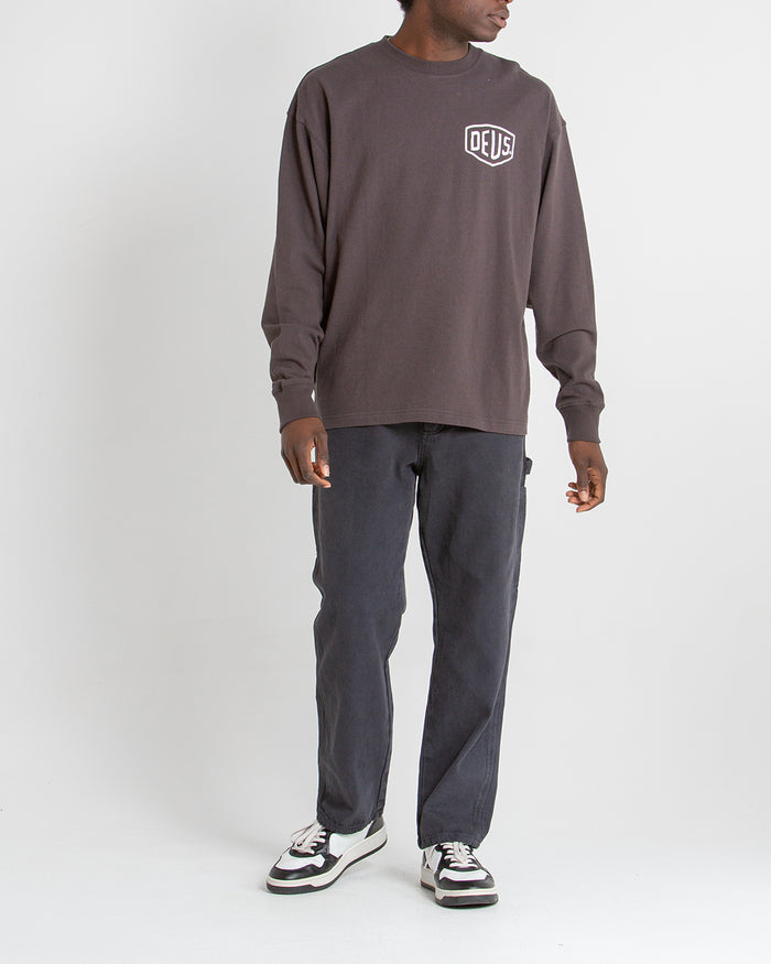 Oversized Venice Long Sleeve Tee - Anthracite, view 4|Model