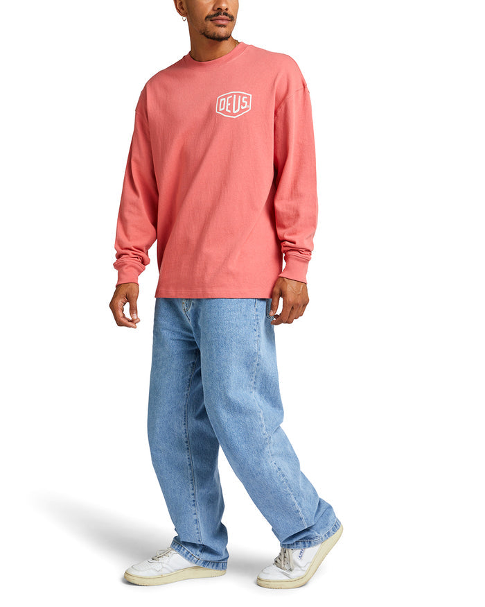 Oversized Venice Long Sleeve Tee - Red Rose, view 2|Model