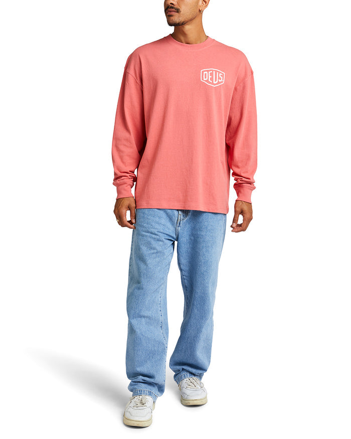 Oversized Venice Long Sleeve Tee - Red Rose, view 3|Model