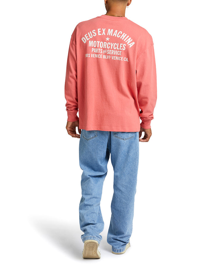 Oversized Venice Long Sleeve Tee - Red Rose, view 4|Model