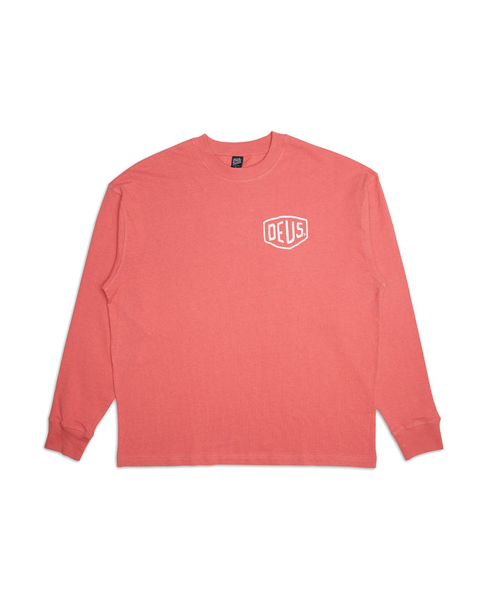 Oversized Venice Long Sleeve Tee - Red Rose, view 5|Flatlay