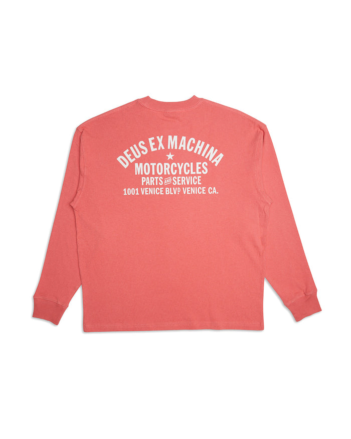 Oversized Venice Long Sleeve Tee - Red Rose, view 6|Flatlay