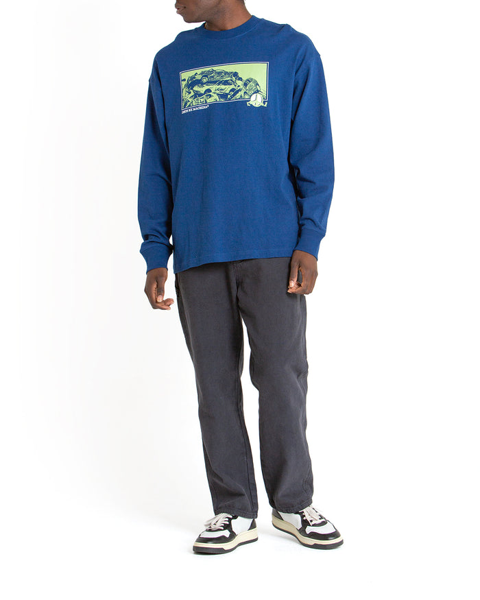 Piece Of Scrap Long Sleeve Tee - Blue, view 3|Model