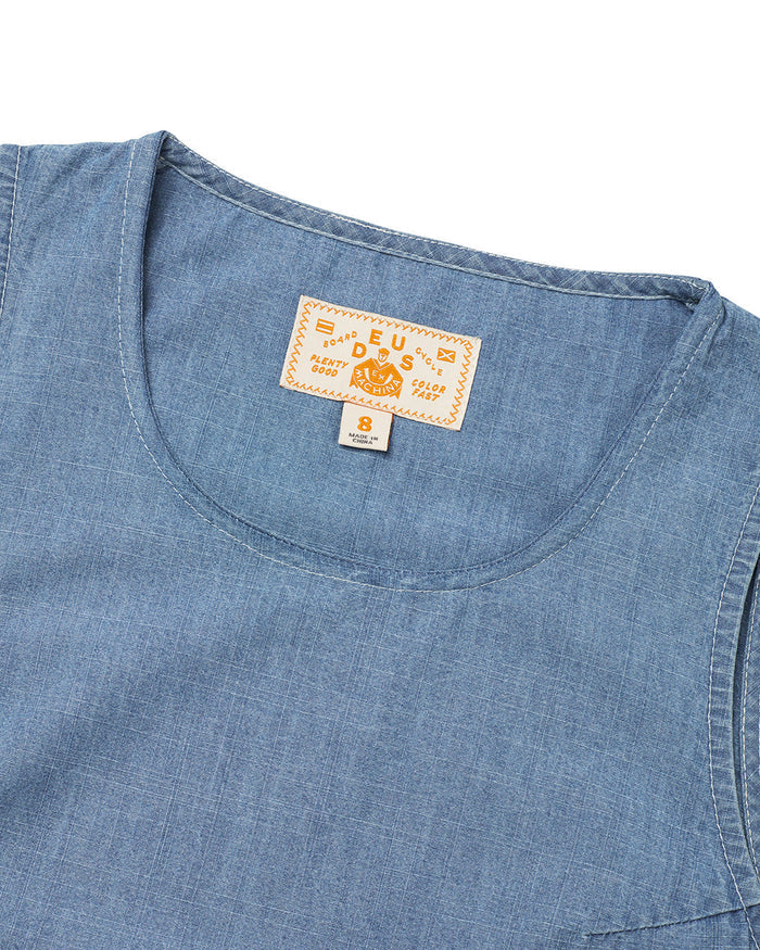 Piri Dress - Indigo Blue Chambray, view 6|Flatlay