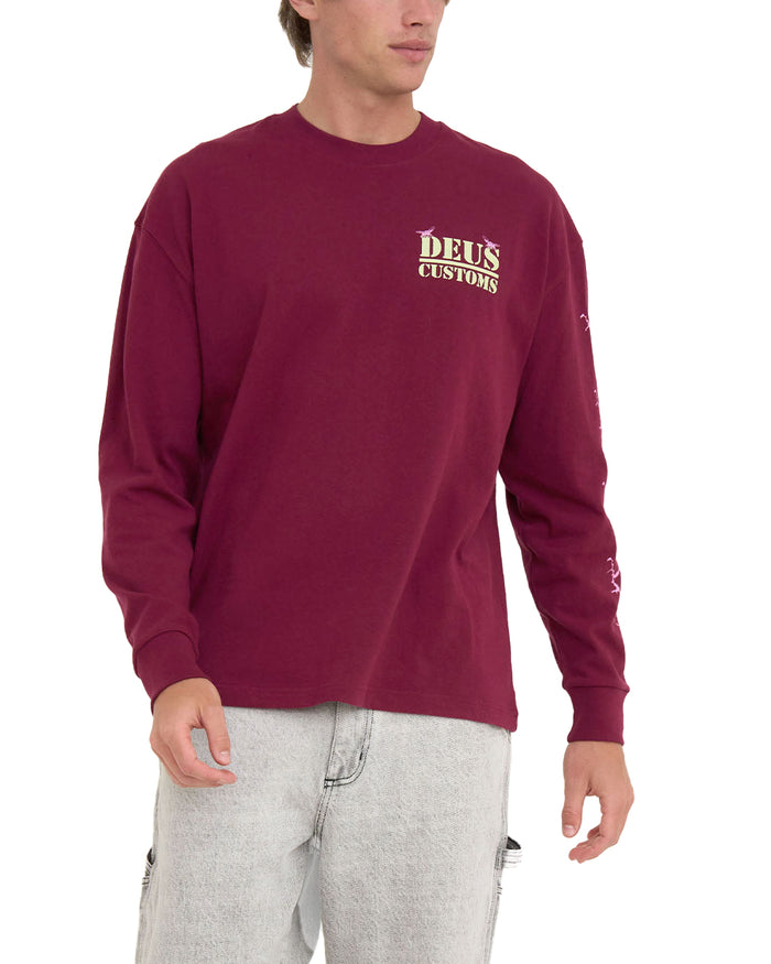 Pub Nuisance Long Sleeve Tee - Rhodo, view 1|Model