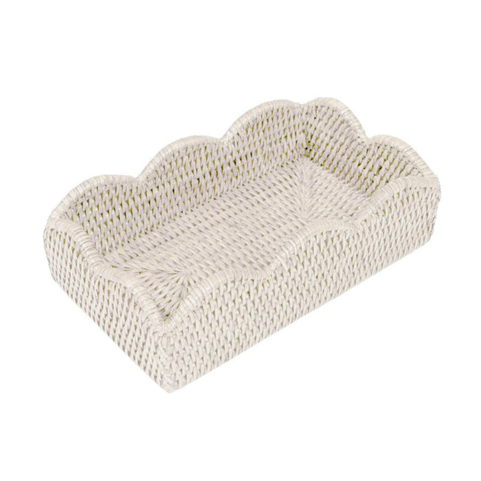 Rattan Scalloped Guest Towel Napkin Holders - Cream