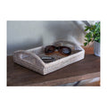Rectangular Vanity Tray With High Handles - White Wash