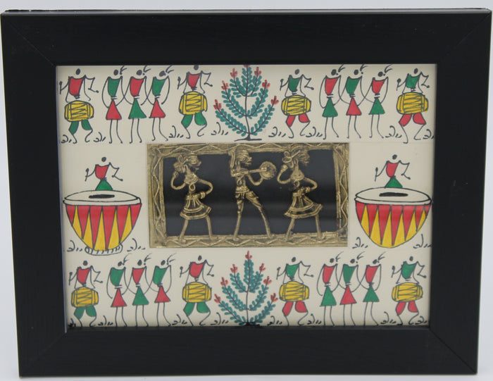 Rhythms of the Forest Festival: Dhokra–Warli Mixed Wall Art