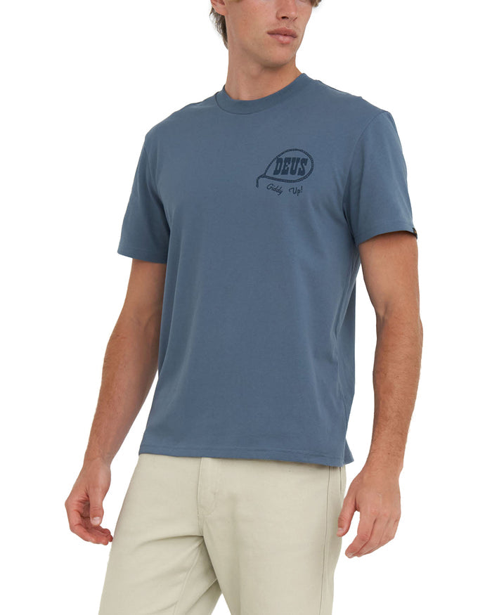 Ropeburn Tee - Bluestone, view 1|Model