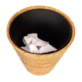 Round Tapered Waste Basket with Metal Liner - Honey Brown