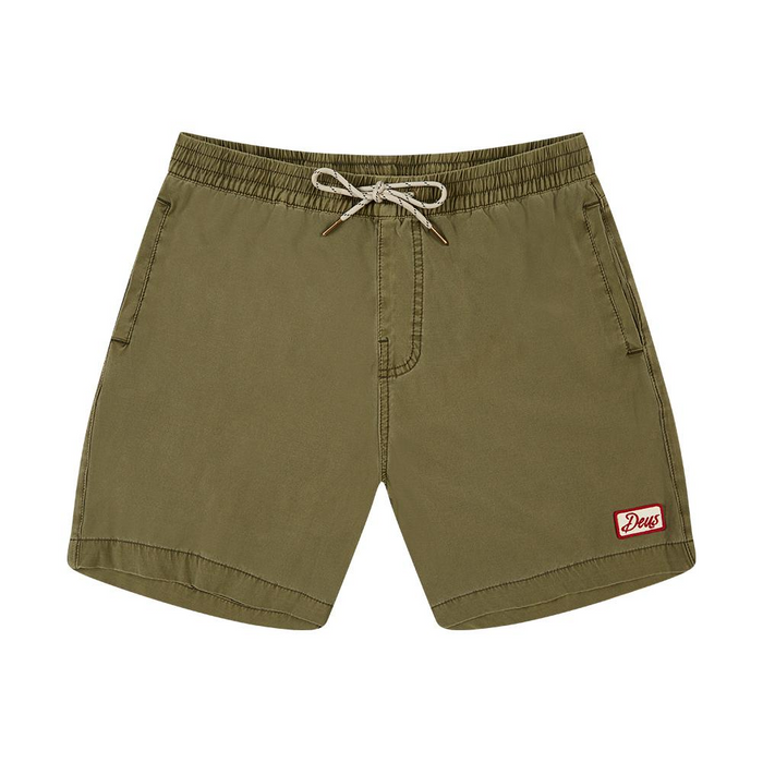 Sandbar Solid Garment Dye Boardshort - Dark Olive, view 1