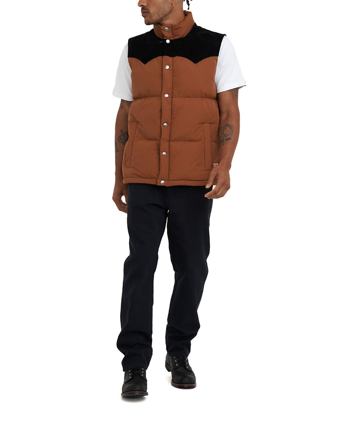 Scout Puffa Vest - Tan, view 3|Model