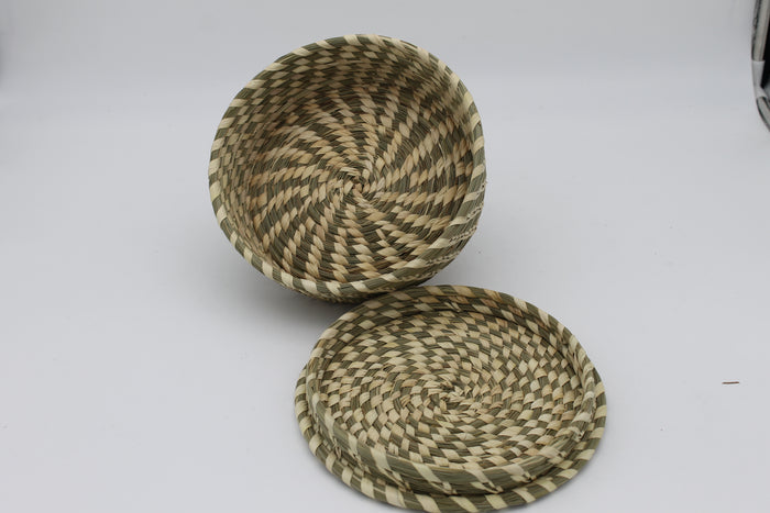 Small Round Multipurpose Handwoven Storage Box with Lid in Natural