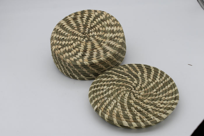 Small Round Multipurpose Handwoven Storage Box with Lid in Natural