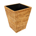Square Tapered Waste Basket with Metal Liner - Honey Brown