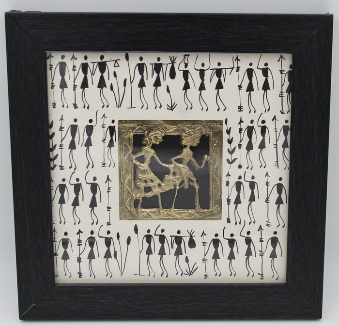 Steps of Togetherness:  Dhokra–Warli Mixed Wall Art