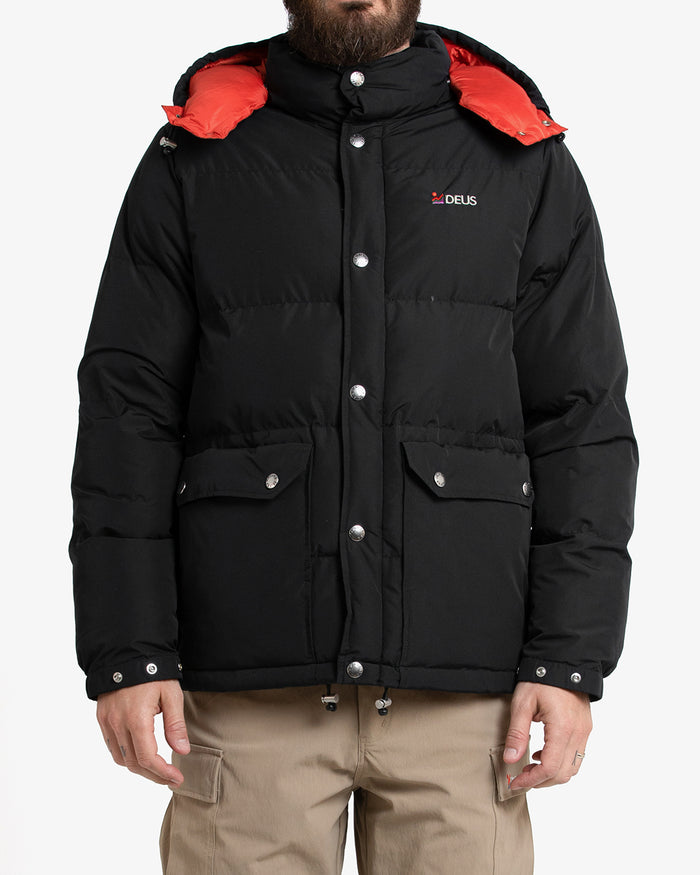 Summit Puffer Jacket - Black, view 1|Model