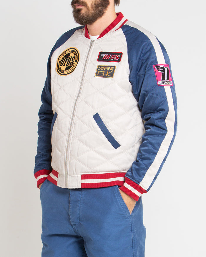Supporters Jacket - White-Blue, view 1|Model