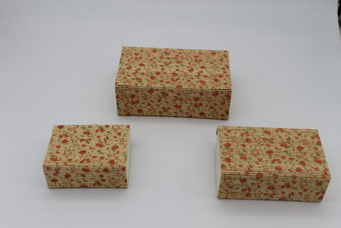 Three-In-One Bamboo Jewelry Box - small pink flowers