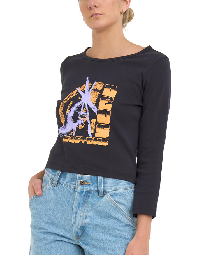 Unhenged Long Sleeve Top - Anthracite, view 1|Model