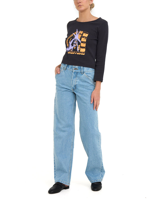 Unhenged Long Sleeve Top - Anthracite, view 3|Model
