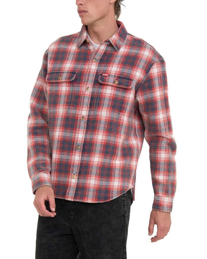 Vacay Check Shirt - Red Check, view 1|Model