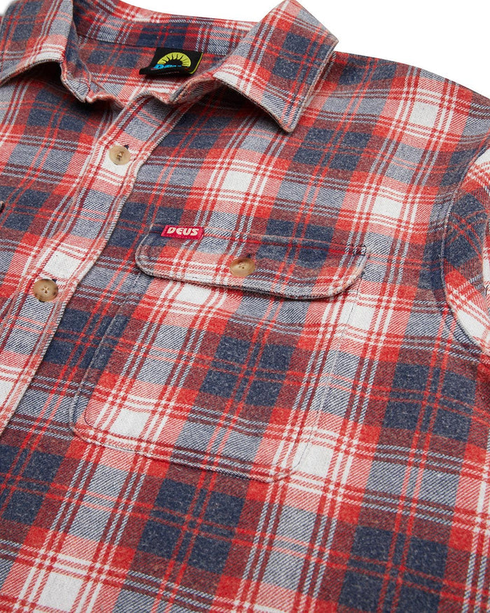 Vacay Check Shirt - Red Check, view 7|Flatlay