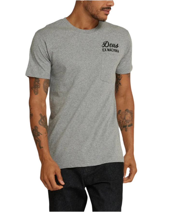 Venice Address Pocket Tee - Grey Marle, view 1|Model