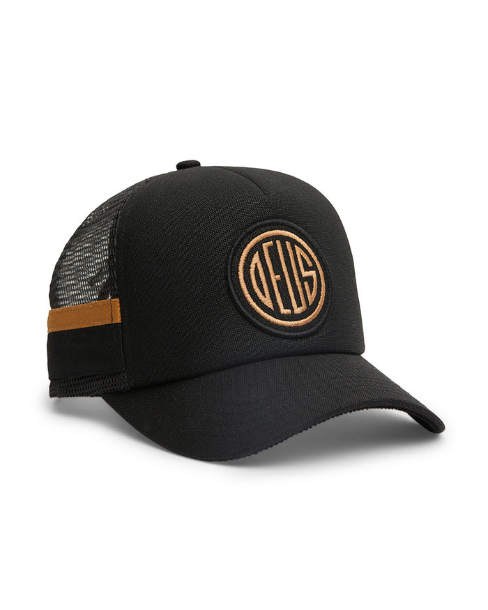 Woven Pill Trucker - Black, view 1|Flatlay