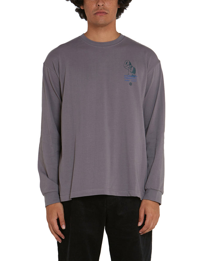 Yama Long Sleeve Tee - Lead Grey, view 1|Model