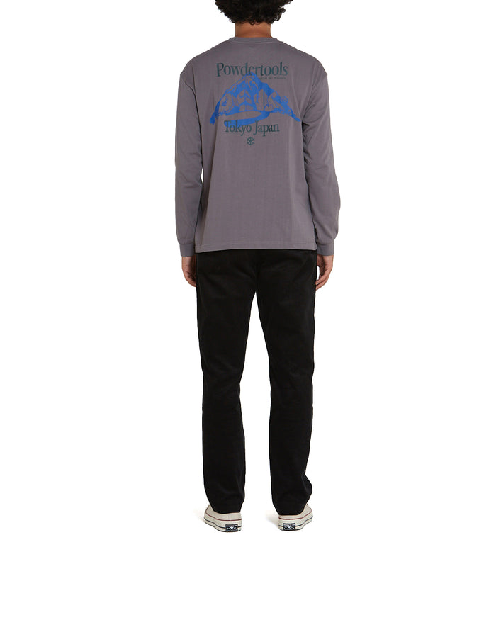 Yama Long Sleeve Tee - Lead Grey, view 2|Model